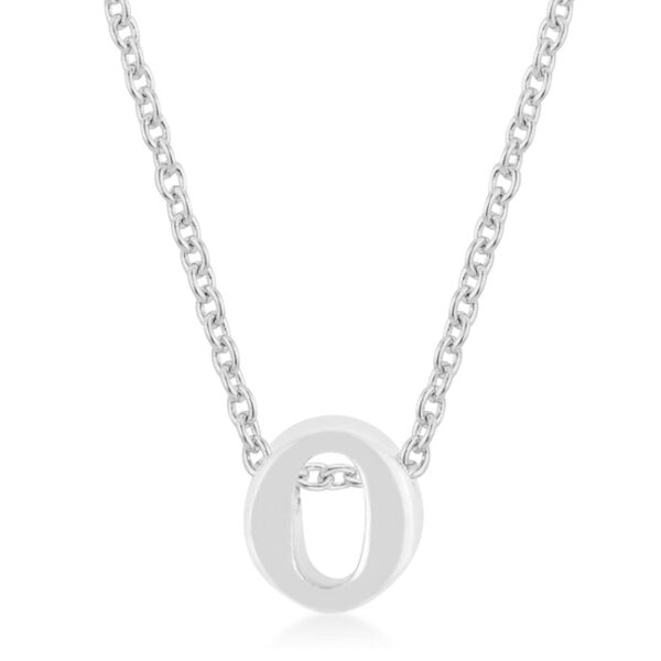 Initial O pendant in rhodium plated over lead free alloy (brass) on an 18 Inch + 2 Inch Extender link chain.