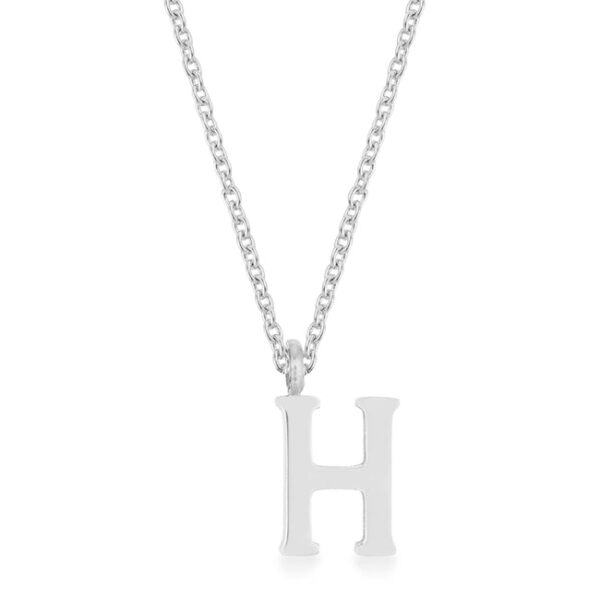 H initial necklace in stainless steel finish plated over stainless steel with a 16 Inch Chain + 2 Inch Extender.