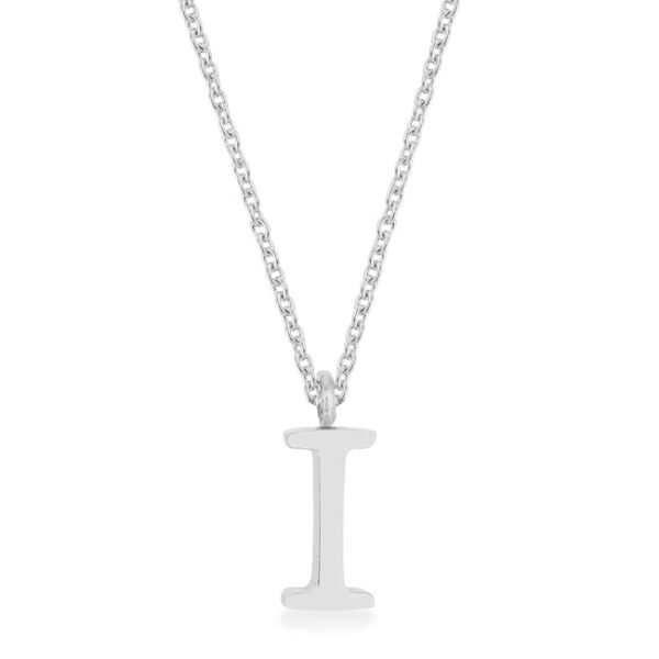 I initial necklace in stainless steel finish plated over stainless steel with a 16 Inch Chain + 2 Inch Extender and lobster clasp.