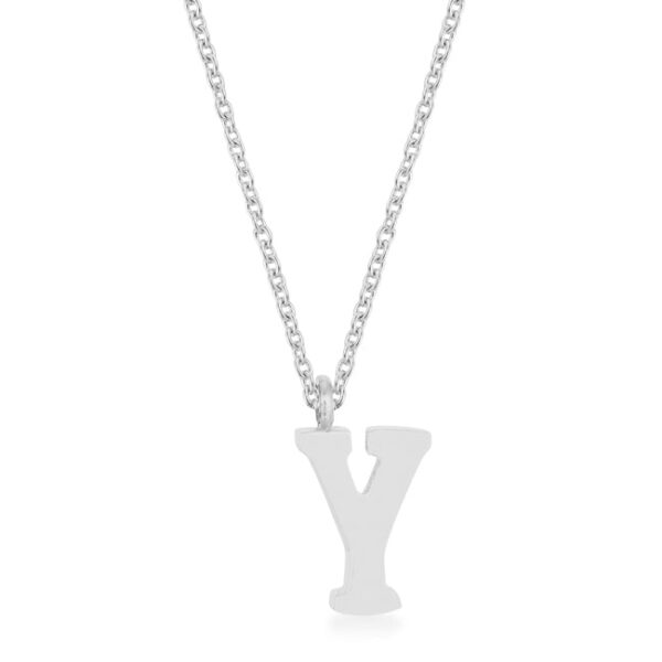 Y initial necklace in stainless steel finish plated over stainless steel with a 16 Inch Chain + 2 Inch Extender.