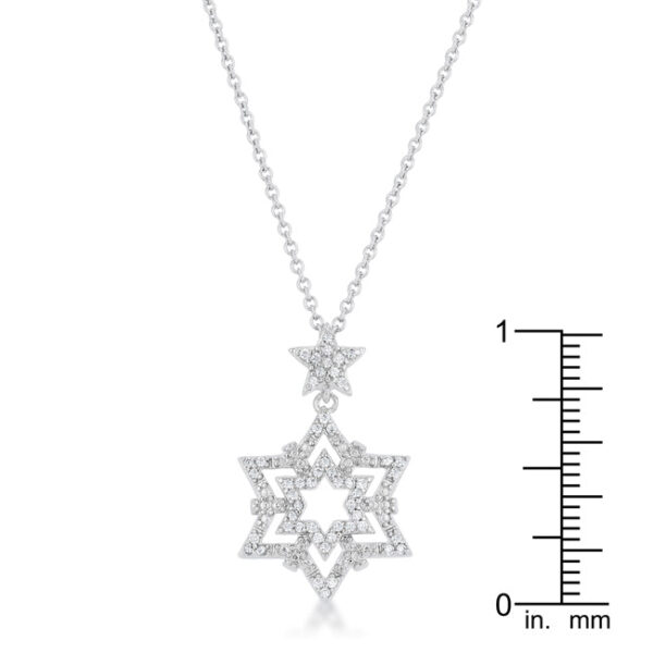 Star drop necklace with 0.3 ct total carat weight of round cubic zirconia.