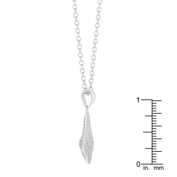 Round cubic zirconia pave tear drop pendant in rhodium plated over lead free alloy (brass) on an 18 Inch + 2 Inch Extender chain.