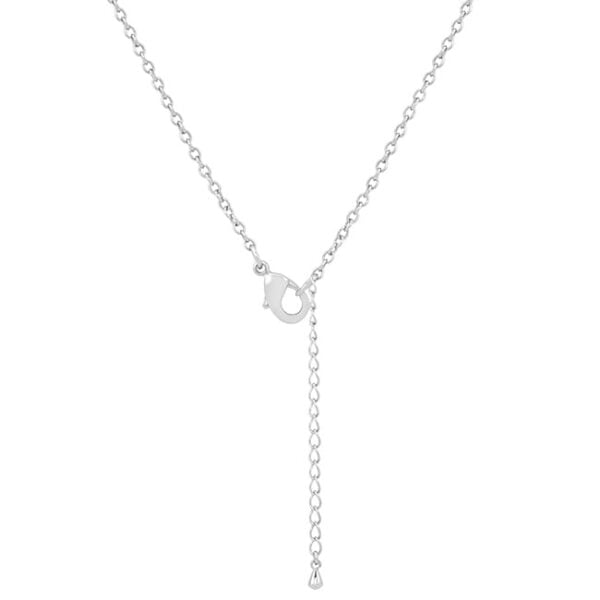 Classic pendant, rhodium plated over lead free alloy (brass), with round cubic zirconia in a pave setting.