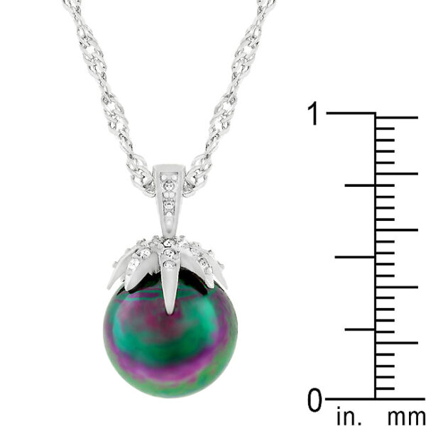 Crushed shell pearl and cubic zirconia pendant with 1.3 Mm accent stones and 0.26 ct total stone weight.