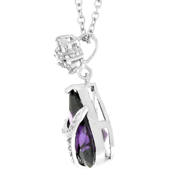 Round All Clear cubic zirconia pendant with 6.59 ct total stone weight and rhodium plated over lead free alloy (brass).