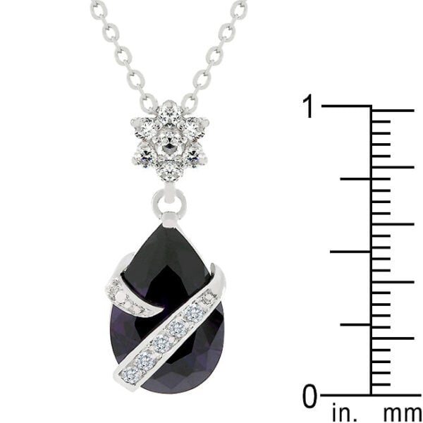 All Clear cubic zirconia in prong settings on a rhodium plated over lead free alloy (brass) pendant.