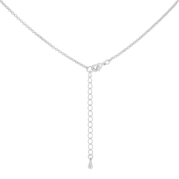 Green cushion-cut cubic zirconia bow pendant in a pave setting, rhodium plated over lead free alloy (brass).