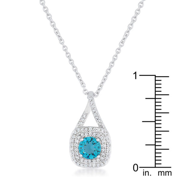 Aqua CZ link necklace with 1.2 ct total stone weight and lobster clasp.