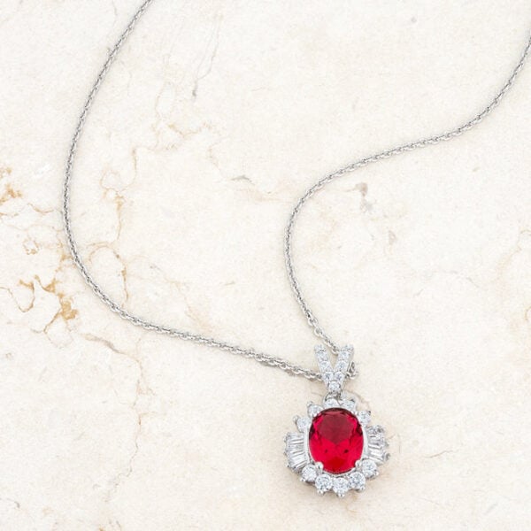 Classic drop necklace with 3.2 ct total weight, rhodium plated over lead free alloy (brass).