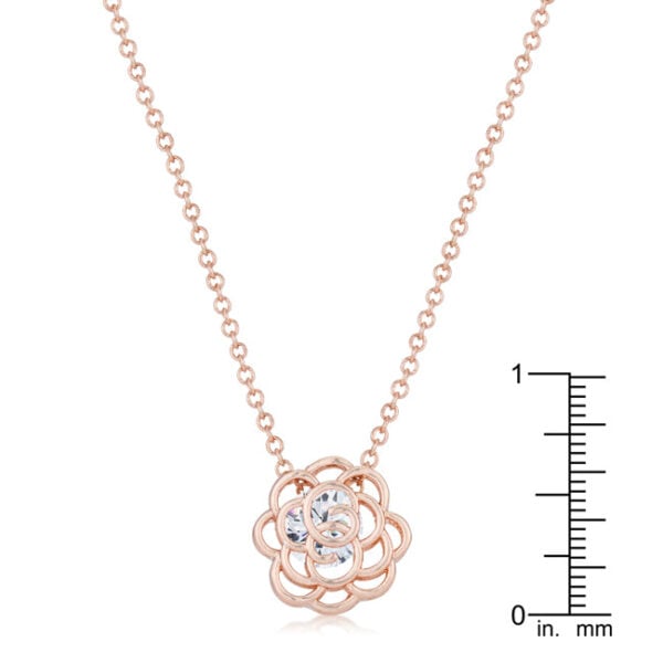 Rose drop pendant with 7 Mm cubic zirconia and rosegold plated over lead free alloy (brass).