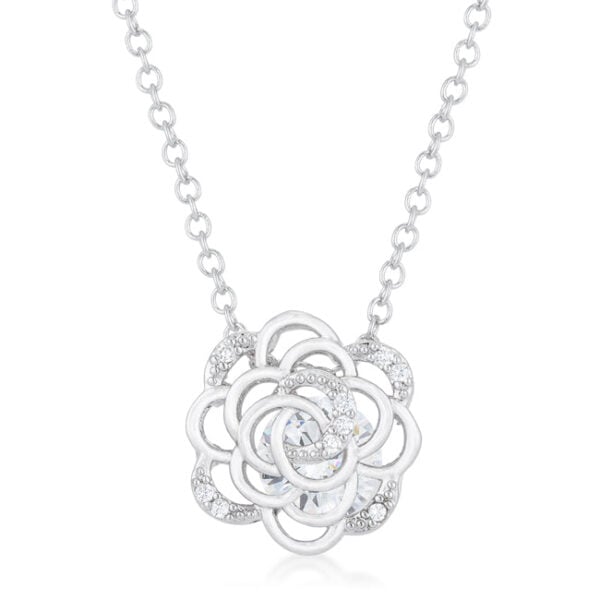 Maya rose drop necklace with cubic zirconia totaling 1.37 ct.