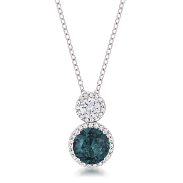 Blue green snowman cubic zirconia pendant in silver tone over brass.