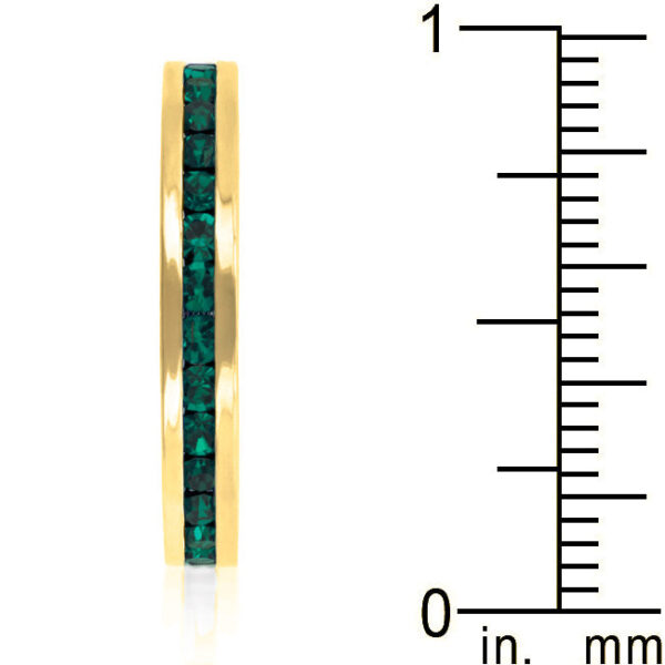 Round clear Swarovski Crystals, each 1.5 (mm), in a channel setting with gold tone finish over lead free alloy (brass).