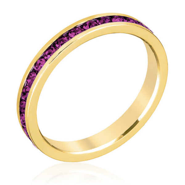Light pink round Swarovski Crystal eternity ring in gold tone finish over lead free alloy (brass)