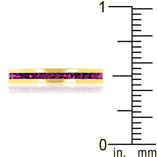 Round light pink Swarovski Crystals in a channel setting on gold tone finish over lead free alloy (brass)