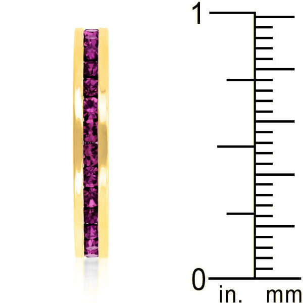 Light pink Swarovski Crystal channel-set eternity ring in gold tone finish over lead free alloy (brass)