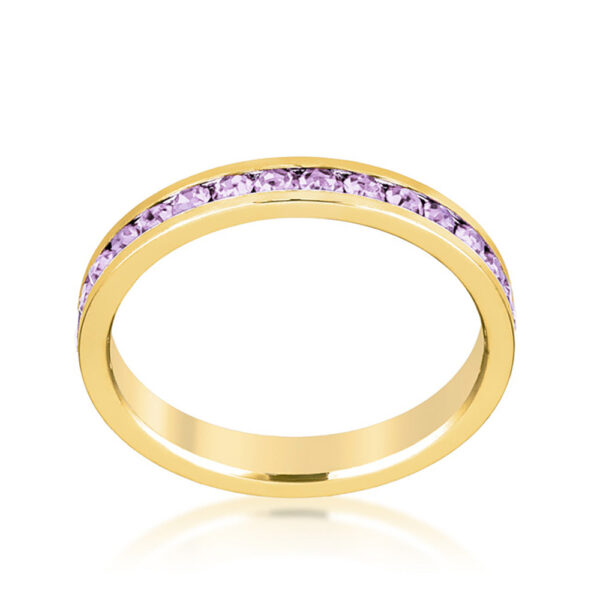 Round light pink Swarovski Crystals in a channel setting on an eternity ring