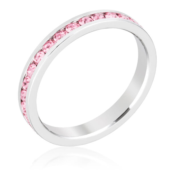 Clear round Swarovski Crystal 3-stone ring with 0.35 ct total stone weight and a channel setting.