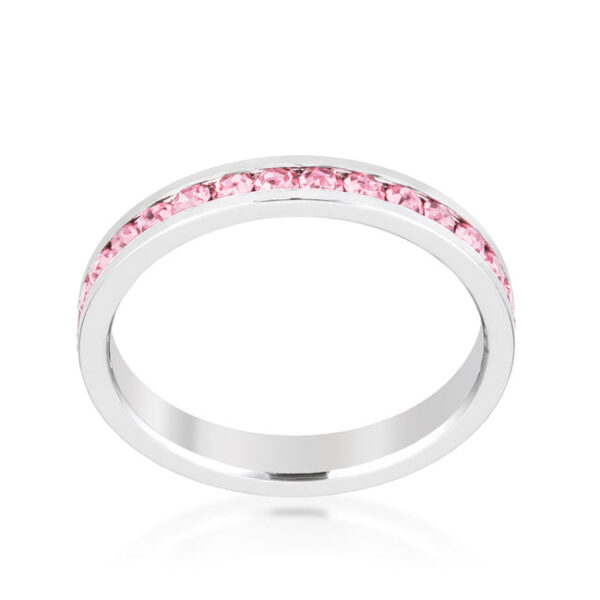 Clear round Swarovski Crystal ring with three stones in a channel setting and a 3 (mm) width.