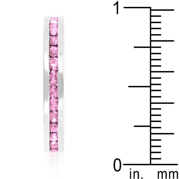 Clear Swarovski Crystal eternity-style ring with a channel setting and 3 (mm) width.