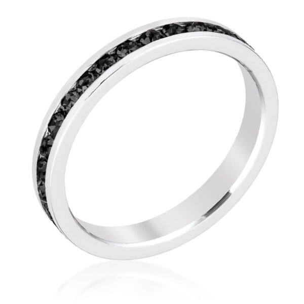 Red round Swarovski Crystal eternity ring with a channel setting and 0.35 ct total stone weight.