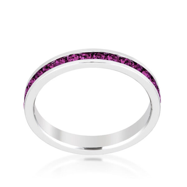 3 (mm) eternity ring with red round amethyst Swarovski Crystals in a channel setting.