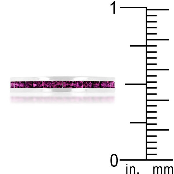 Amethyst Swarovski Crystals in a channel-set eternity ring with 0.35 ct total stone weight.