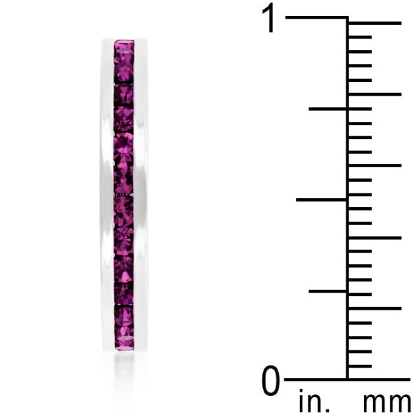 Red round amethyst Swarovski Crystal eternity ring, rhodium plated over lead free alloy (brass).