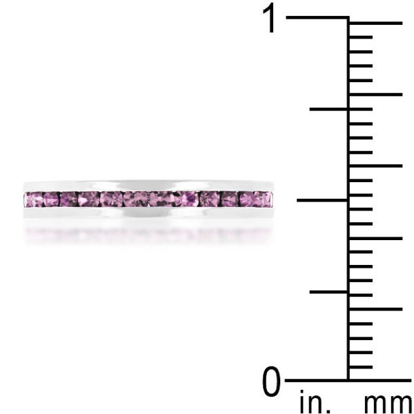 Red round Swarovski Crystal ring with 1.5 (mm) accent stones in a channel setting.