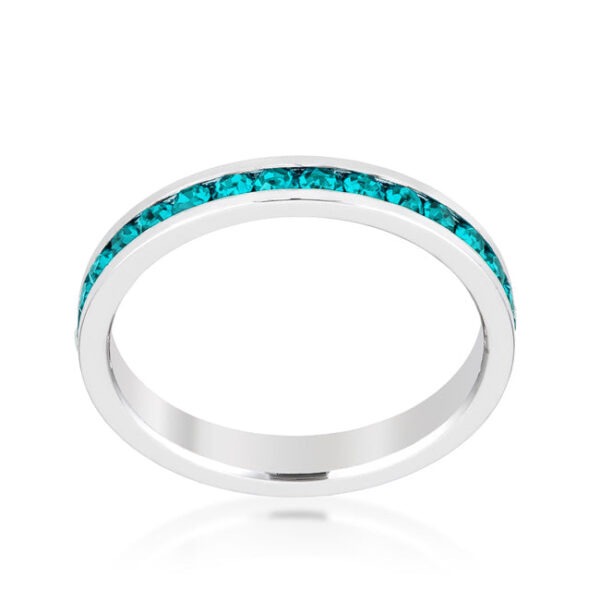 Light pink round Swarovski Crystals in a channel-set eternity ring with 0.35 ct total stone weight.