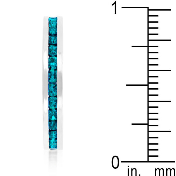 Eternity-style ring measuring 3 (mm) wide, with light pink Swarovski Crystals in a channel setting.
