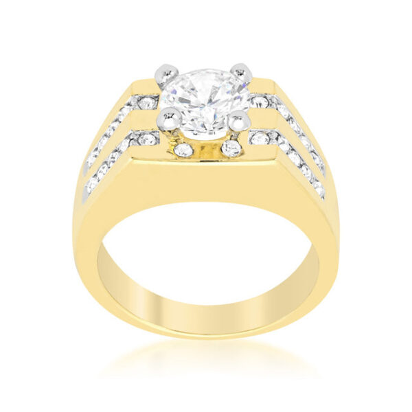 Classic Barracuda ring with genuine round cubic zirconia, an 8 (mm) stone size, and 3.5 Mm width.