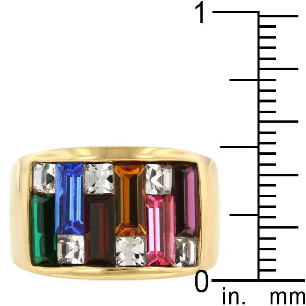 Crystal cocktail ring with 4.35 ct total stone weight and gold tone finish over lead free alloy (brass).