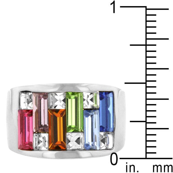 6.3 Mm cocktail ring with crystals in a channel setting.