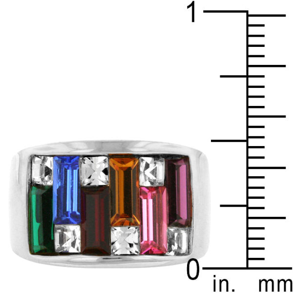 Crystal cocktail ring, invisible set, with 7 Mm X 3 Mm accent stones and 4.35 ct total stone weight.