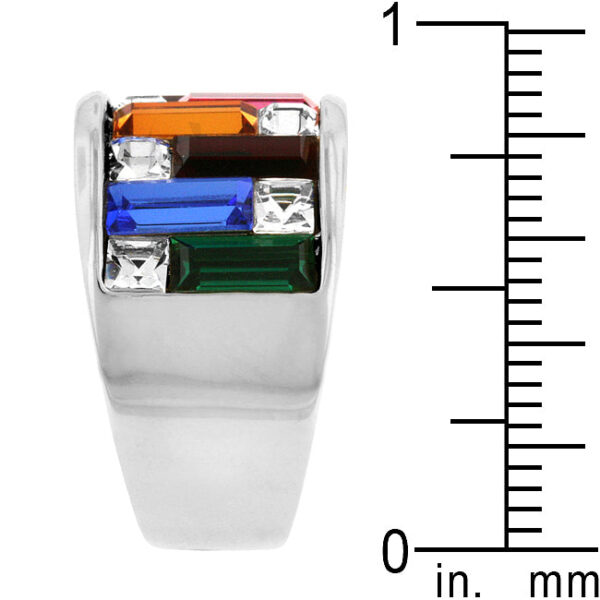 Channel setting ring with baguette and Princess-cut genuine crystals and a 6.3 Mm width.