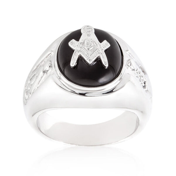 Classic ring with genuine round onyx and an invisible setting.