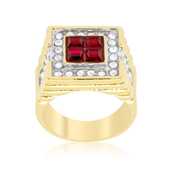 Classic crystal ring with 2.86 ct total stone weight and gold tone over lead free alloy (brass)