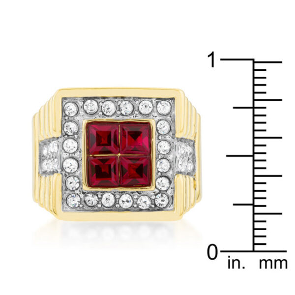 6.5 Mm Princess-cut crystal ring in gold tone over lead free alloy (brass)