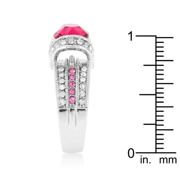Purple cubic zirconia ring with 2.8 ct total stone weight and rhodium plated over lead free alloy (brass).