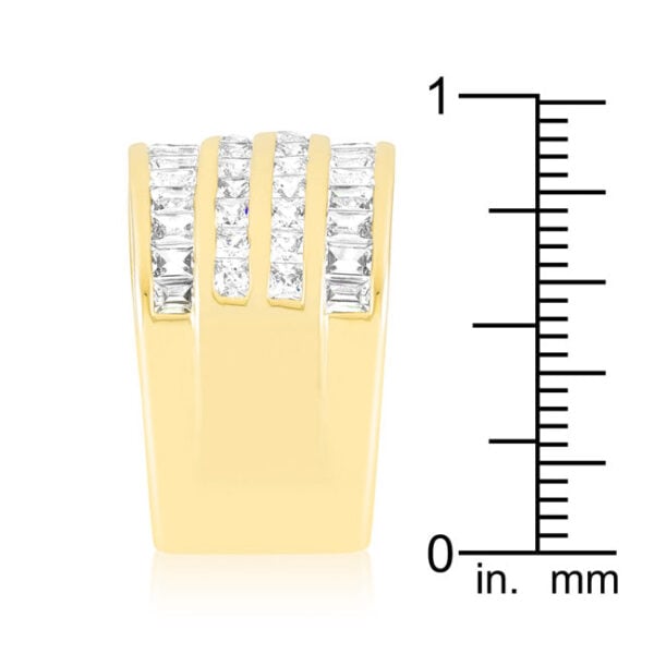 11 Mm cocktail ring with 1.6 Mm Princess-cut cubic zirconia and gold tone finish over lead free alloy (brass).