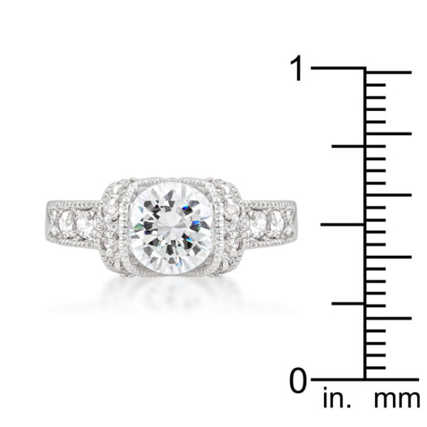Green cubic zirconia engagement ring with a tension setting, rhodium plated over lead free alloy (brass).