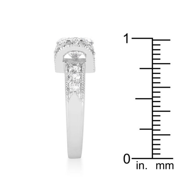 Round green cubic zirconia ring with 3.4 ct total stone weight, rhodium plated over lead free alloy (brass).