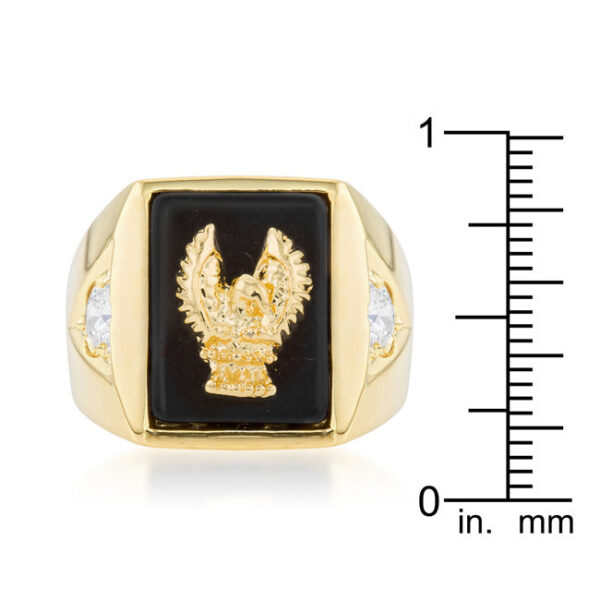 Eagle men's ring with 4 Mm round cubic zirconia in prongs and gold tone finish over lead free alloy (brass)