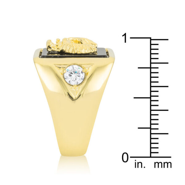 Eagle motif ring in gold tone finish over lead free alloy (brass) with 0.4 (ct) total carat weight