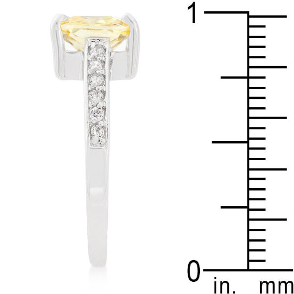 Green cubic zirconia ring with an 8 (mm) stone size, 1.85 ct total stone weight, and rhodium plated over lead free alloy (brass).