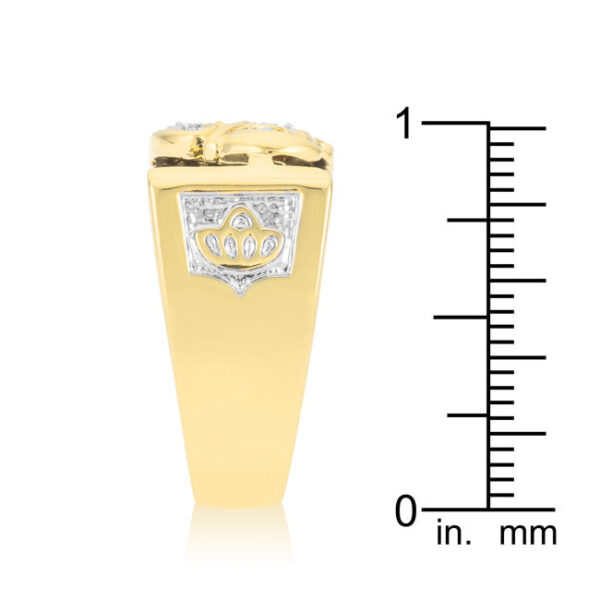 Genuine onyx and round cubic zirconia in prongs on an eagle men's ring in gold tone over lead free alloy (brass).