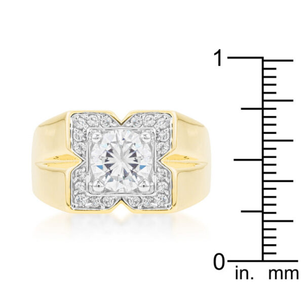 Classic star ring in gold tone over lead free alloy (brass) with round genuine cubic zirconia held in prongs.