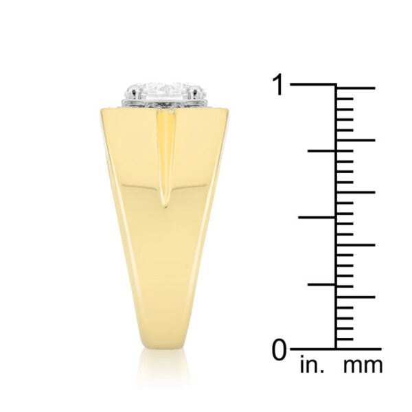 Round genuine cubic zirconia and prongs on a star men's ring in gold tone over lead free alloy (brass).