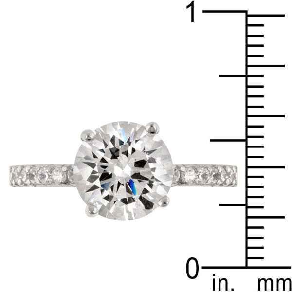 Clear cubic zirconia in prongs with 4.01 ct total stone weight.